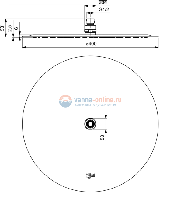 Верхний душ Ideal Standard IdeaRain LUXE B0386MY, d 400 см