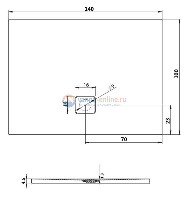 Душевой поддон Riho Basel 434 140 x 100 см DC380050000000S акриловый, прямоугольный, цвет белый