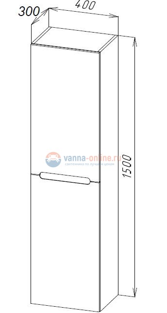 Пенал Belbagno Etna-1500-2A-SC-WO-P-R 40 см подвесной, петли справа, цвет белый дуб (rovere bianco)