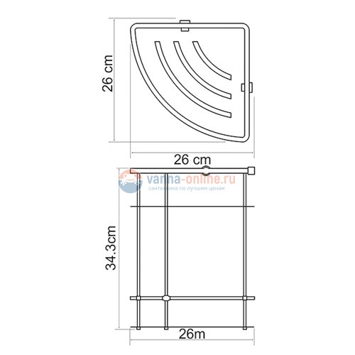 Полка металлическая двойная, угловая WasserKRAFT 522 Полка металлическая двойная, угловая WasserKRAFT 522