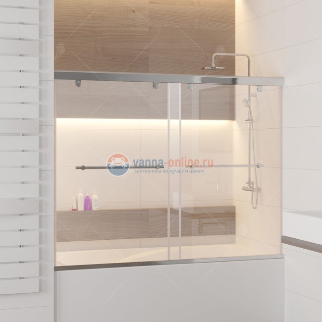 Шторка на ванну RGW SC-66, 01116618-11, 180 x 150 см стекло прозрачное, хром