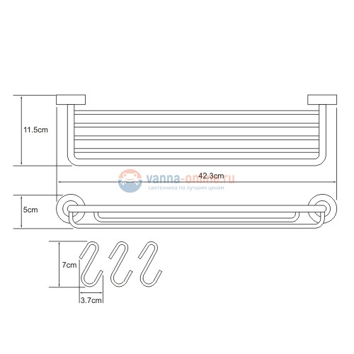 Полка-корзина WasserKRAFT Donau 9415, с крючками Полка-корзина WasserKRAFT Donau 9415, с крючками