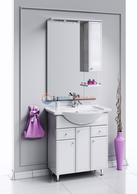 Зеркальный шкаф со шкафчиком Aqwella Барселона 55 Ba.02.55, правый Зеркальный шкаф со шкафчиком Aqwella Барселона 55 Ba.02.55, правый