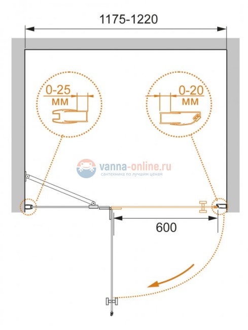 Душевая дверь в нишу Cezares CRYSTAL-S-B-12-120-C-Cr-L, 120 см, стекло прозрачное, цвет профиля хром, левосторонняя