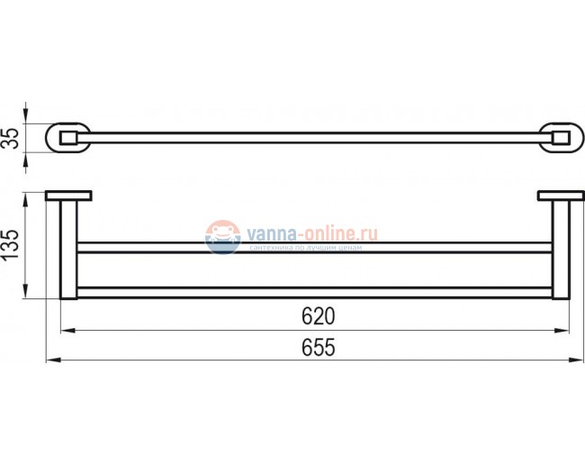 Полотенцедержатель двойной Ravak Chrome CR 320.00, 66 см