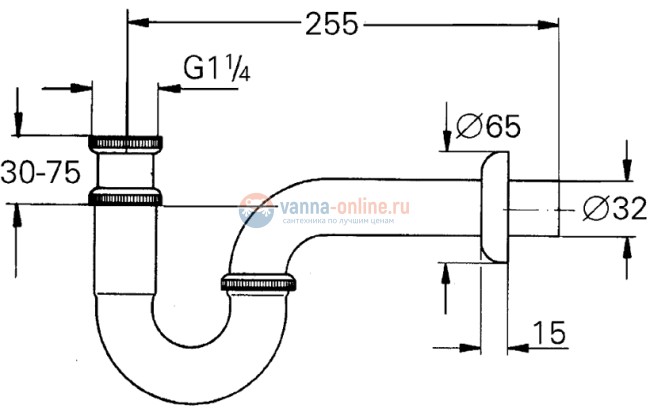 Сифон Grohe Grohe 28947000 для раковины трубчатый Сифон Grohe Grohe 28947000 для раковины трубчатый