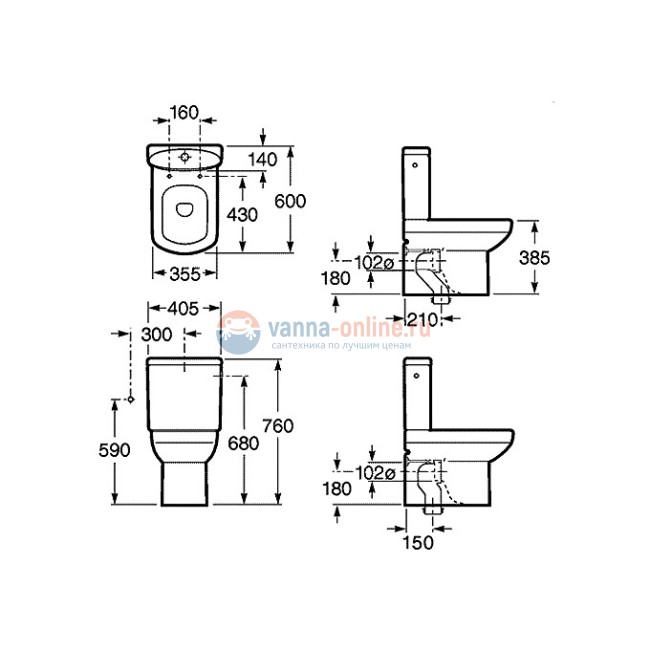 Унитаз Roca Dama Senso Compacto 342518000 с бачком 34151B000 / 341519000