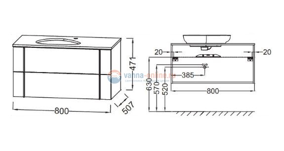 Тумба под раковину Jacob Delafon Nouvelle Vague 80 EB3039-E73, 2 ящика, цвет - фактурный дуб