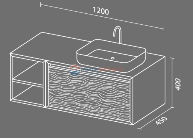 Тумба под раковину Sanvit Стайл kstyle120, 120 см подвесная, каштан светлый Тумба под раковину Sanvit Стайл kstyle120, 120 см подвесная, каштан светлый