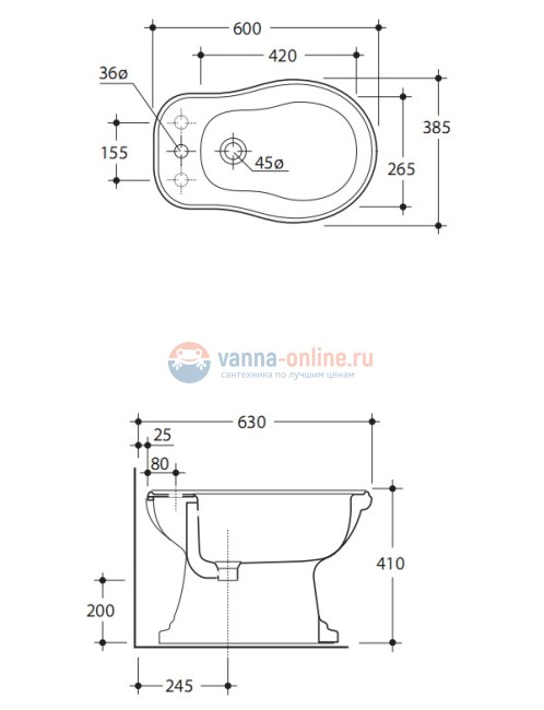 Биде Kerasan Retro 102001 напольное
