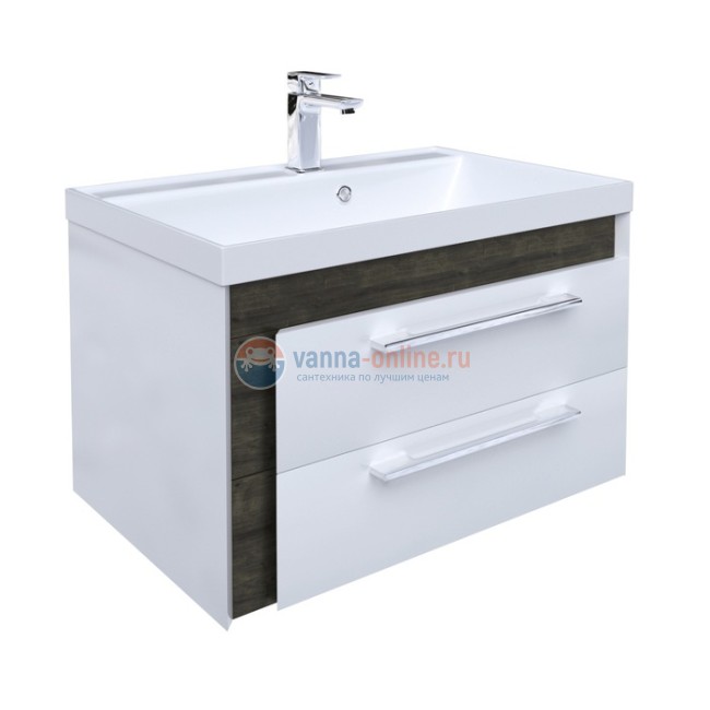 Тумба с раковиной Iddis Color Plus COL70W0i95K 70 см подвесная, белая/дерево