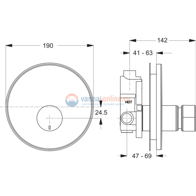 Встраиваемый нажимной кран для писсуара Ideal Standard CERAPLUS B8300AA