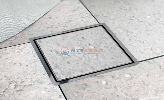 Трап водосток Pestan Confluo Standard Ceramic 1 150*150 Ceramik под плитку с рамкой сталь 13000085