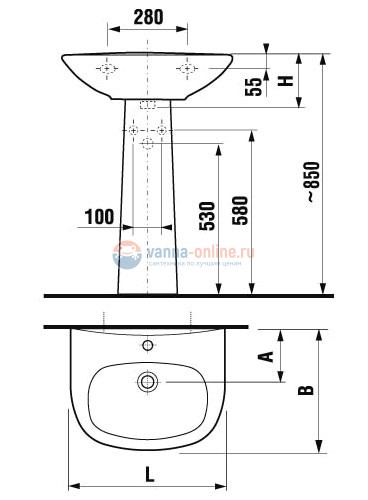 Раковина Jika Zeta 55 1039.1.000.104.9, 55 x 44 см