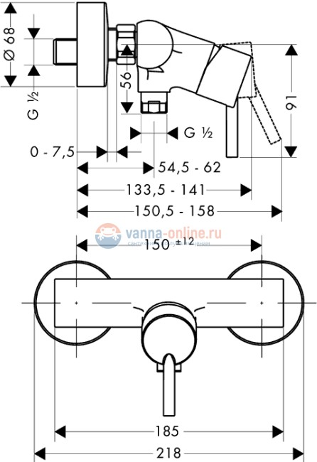 Смеситель Hansgrohe Talis S2 32640 для душа Смеситель Hansgrohe Talis S2 32640 для душа