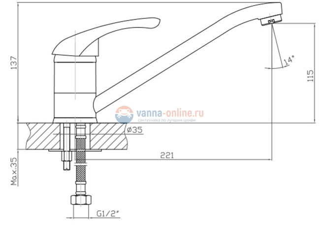 Смеситель Orange Gabi M81-000cr для кухонной мойки Смеситель Orange Gabi M81-000cr для кухонной мойки