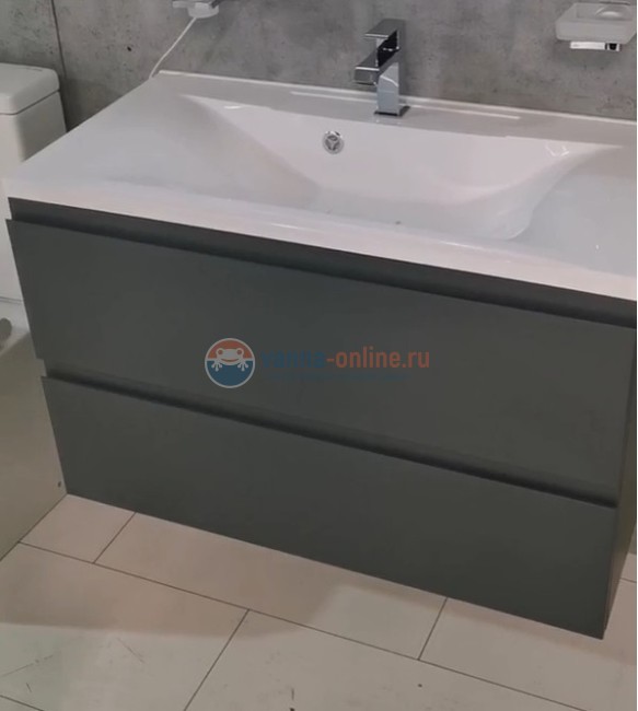 Тумба под раковину Art&Max AM-Bianchi-1000-2C-SO-GM, 100 x 45 x 55 см подвесная, серый матовый