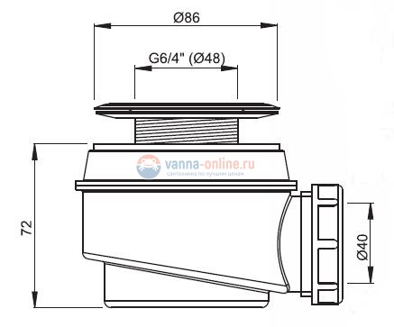 Сифон для душевого поддона Alcaplast A46 d60, с нержавеющей peшeткой Сифон для душевого поддона Alcaplast A46 d60, с нержавеющей peшeткой