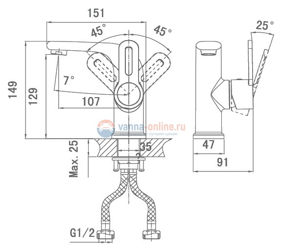 Смеситель D&K Paulinus Rhein DA1352101 для раковины Смеситель D&K Paulinus Rhein DA1352101 для раковины