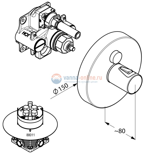 Смеситель Kludi Push 388020538 для душа с термостатом, круглый, 1 источник