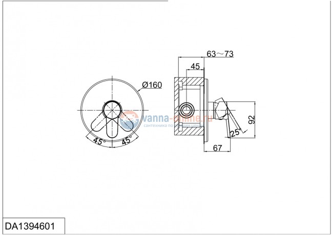 Смеситель D&K Marx Rhein DA1394601 с внутренней частью, для душа Смеситель D&K Marx Rhein DA1394601 с внутренней частью, для душа