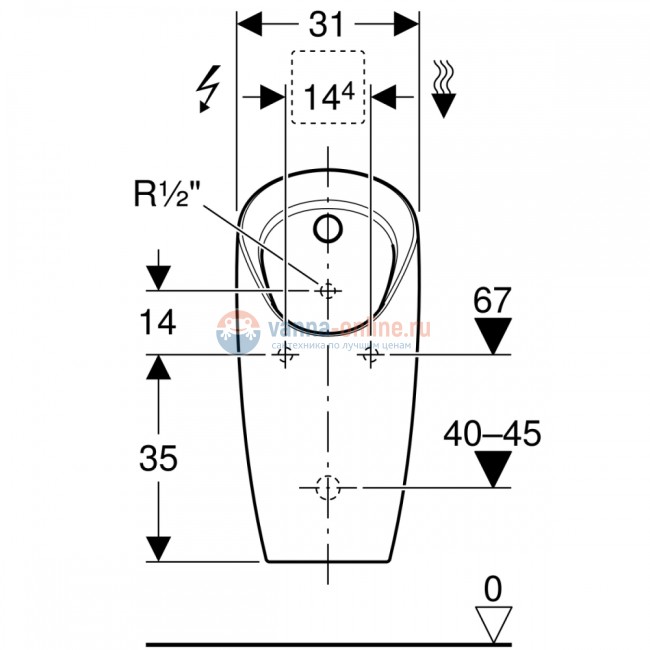 Писсуар Geberit Preda 116.070.00.1, для встроенной системы смыва Писсуар Geberit Preda 116.070.00.1, для встроенной системы смыва
