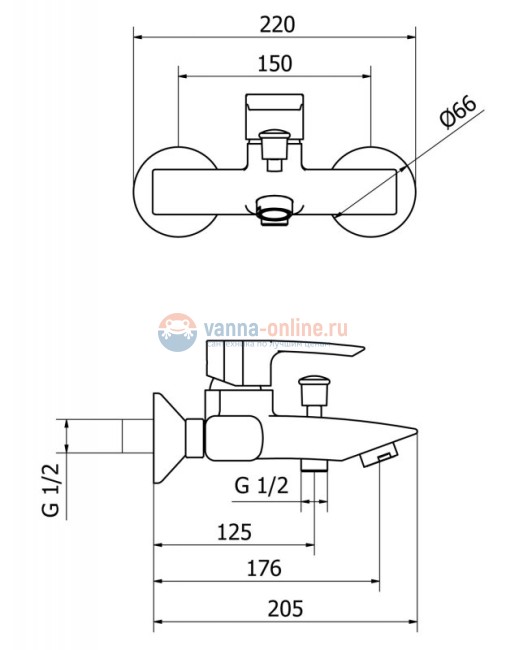 Смеситель для ванны и душа Cezares Lillia LILLIA-VM-01-Cr