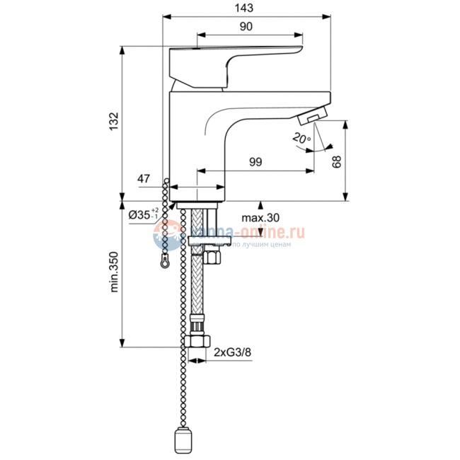 Смеситель для раковины Ideal Standard CERAPLAN III SLIM BC564AA Смеситель для раковины Ideal Standard CERAPLAN III SLIM BC564AA