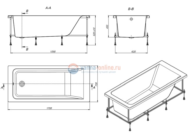Акриловая ванна Roca Easy 170x70 см ZRU9302905 Акриловая ванна Roca Easy 170x70 см ZRU9302905