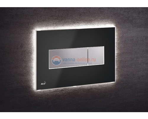 Кнопка управления AlcaPlast M1474-AEZ110 с цветной пластиной, светящаяся кнопка черная глянцевая, свет белый