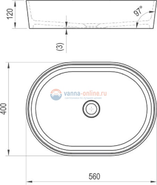 Раковина Ravak Moon 2 XJN01300002, 56 х 40 см, цвет белый