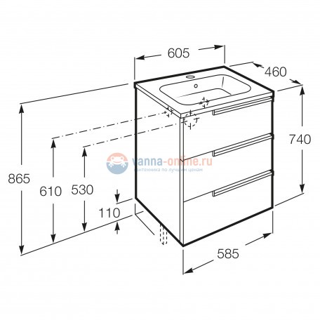 Тумба под раковину Roca Victoria Nord Ice Edition ZRU9302834, 3 ящика Тумба под раковину Roca Victoria Nord Ice Edition ZRU9302834, 3 ящика