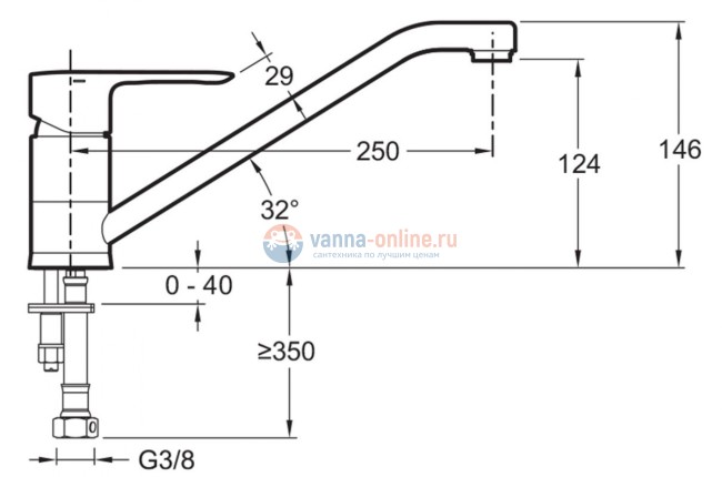 Смеситель Jacob Delafon July E16084-4-CP для кухни