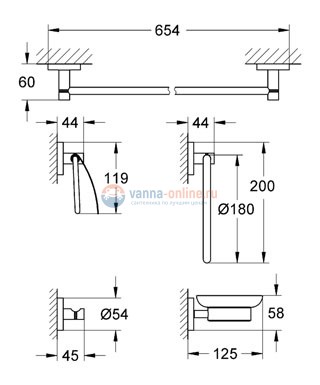 Набор аксессуаров Grohe Essentials 40344001 Набор аксессуаров Grohe Essentials 40344001