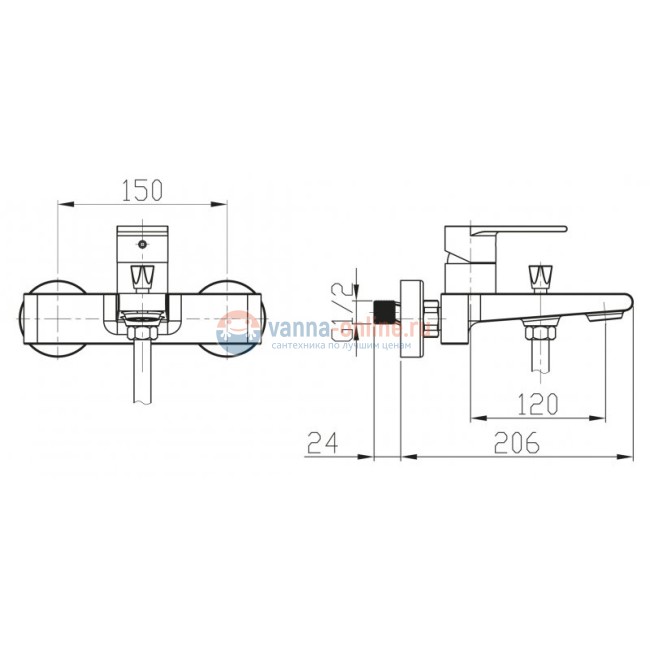 Смеситель для ванны и душа BelBagno Nova NOV-VASM-IN Смеситель для ванны и душа BelBagno Nova NOV-VASM-IN