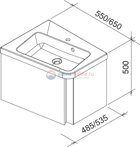 Тумба под раковину Ravak 10° SD 550 угловая, темный орех, левая/правая
