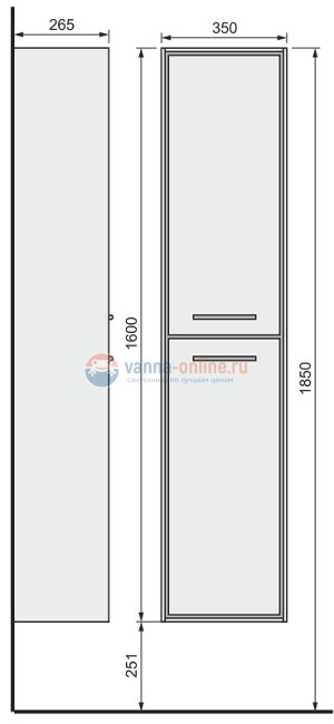 Шкаф-пенал Raval Frame 160 Fra.04.160/P/DT, подвесной, дуб трюфель Шкаф-пенал Raval Frame 160 Fra.04.160/P/DT, подвесной, дуб трюфель